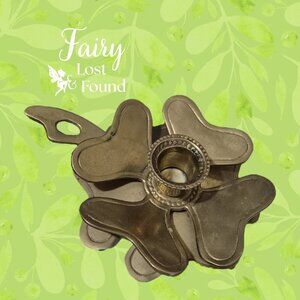 RARE Vintage Clover Shaped Brass Handled Candlestick